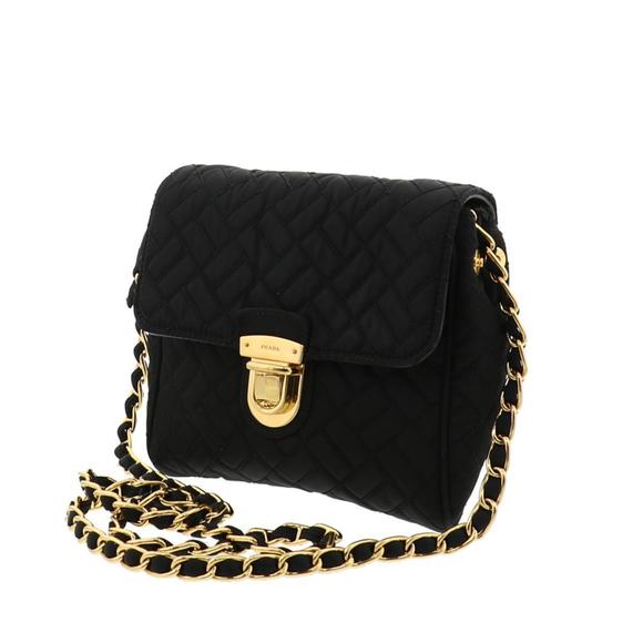 Prada Chain Shoulder Black Nylon Bag - Picture 1 of 7